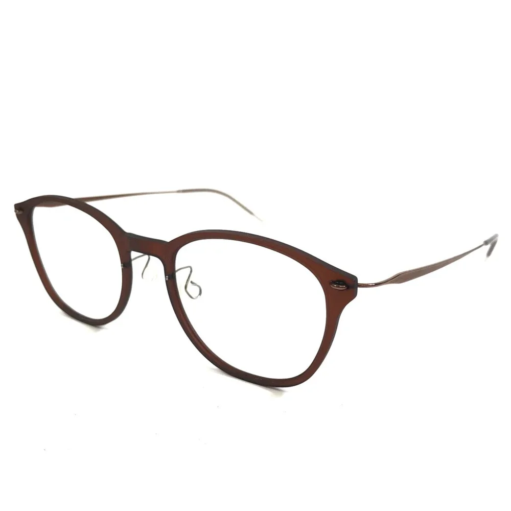 Lindberg Eyeglasses Frames 6506 C02M T803 COL. PU12 Clear Brown Round 46-19-150